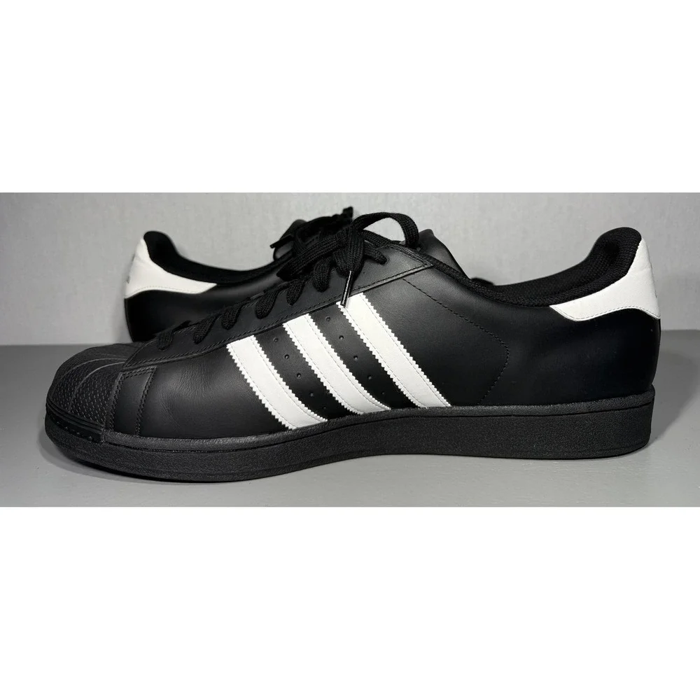 Adidas Superstar Shoes Mens Size 20 Black White Leather Shell Toe B27140 Classic - Picture 4 of 11